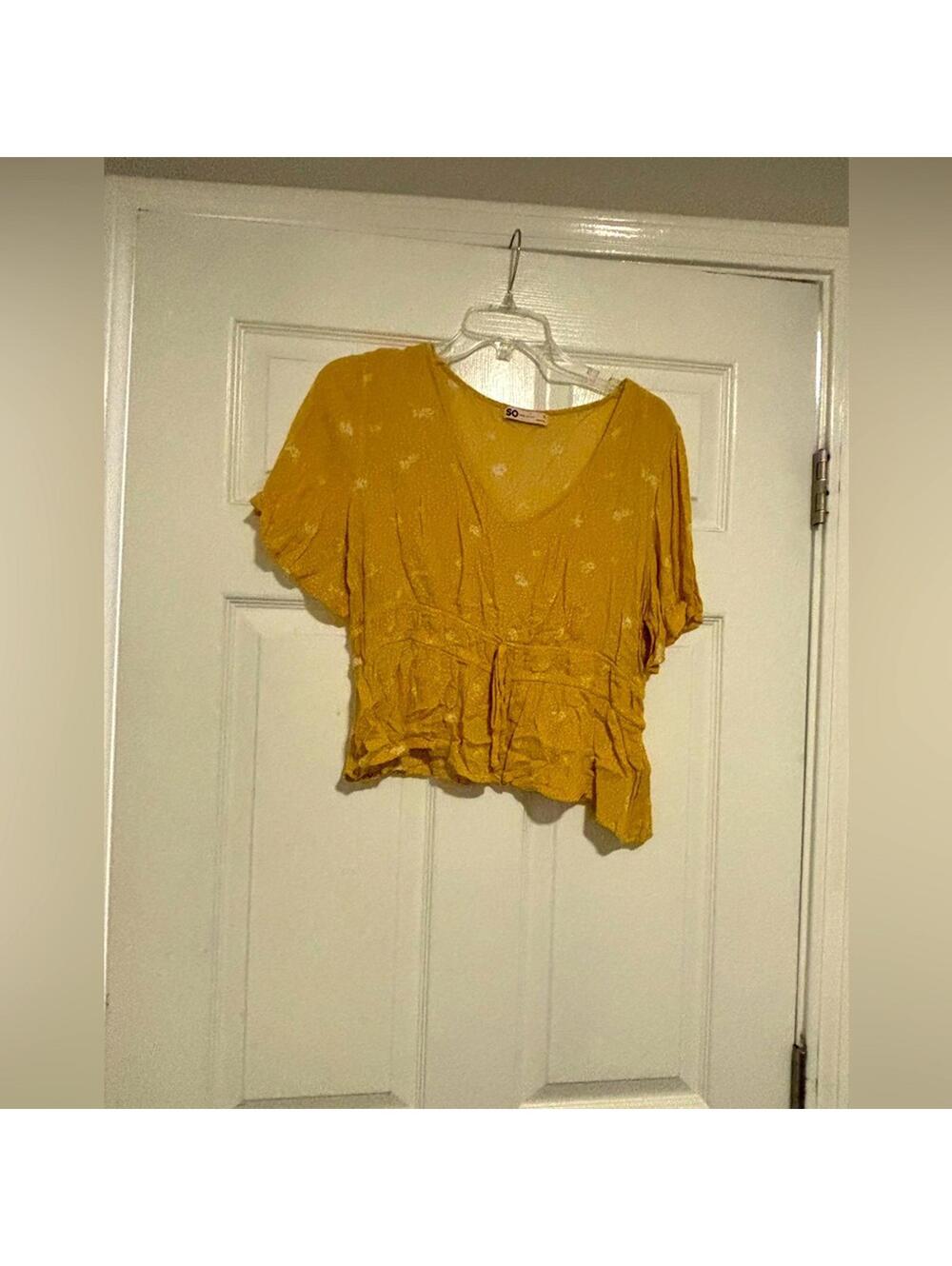 SO Mustard Ruffled Blouse